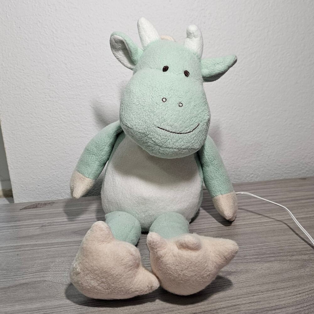 Manhattan Toy 2006 Green Cream Dragon Dinosaur Horns Floppy Vintage Toy Plush